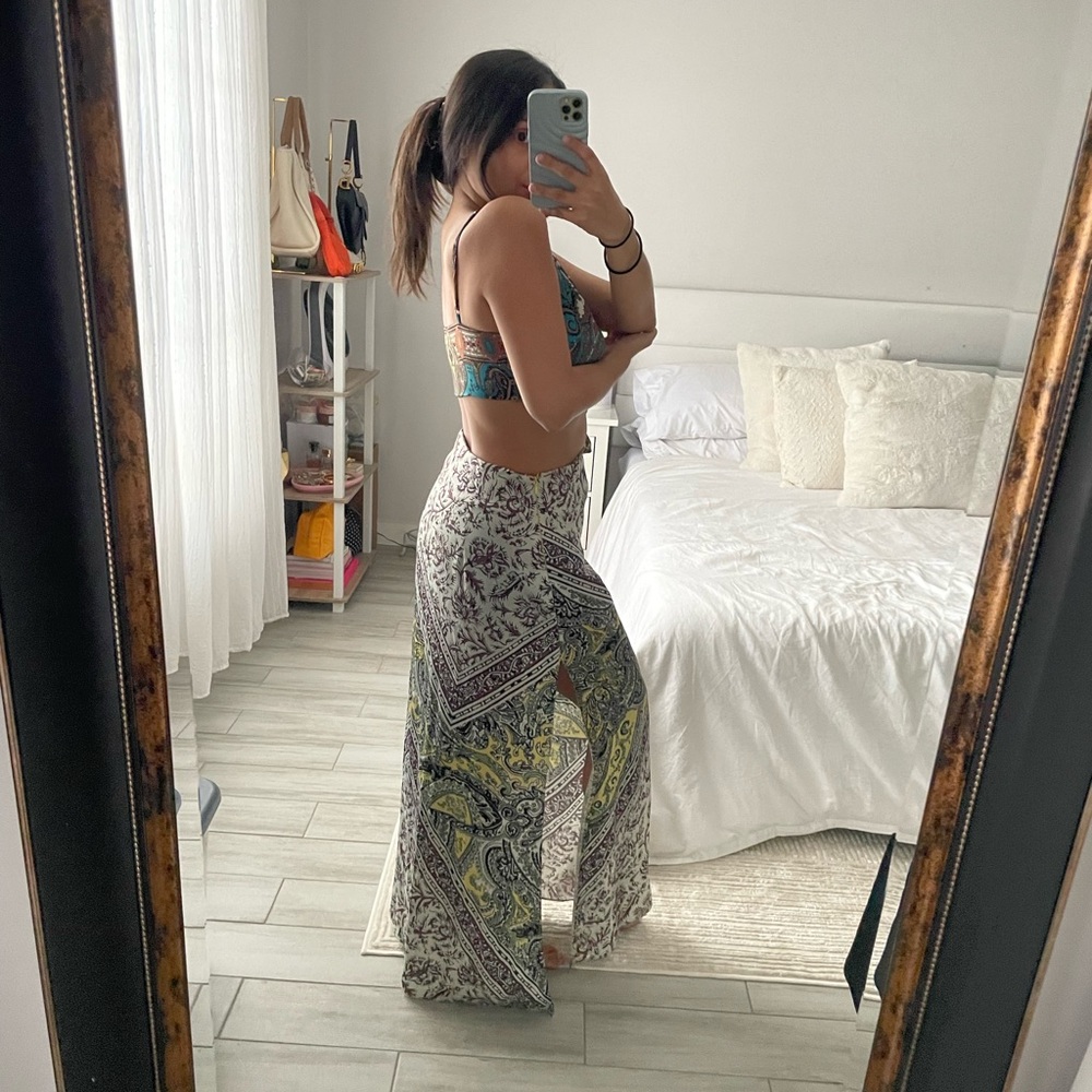 Free People Ingrid Midi Dress Daylight Combo Paisley Cutout Dress Size 4 - Picture 4 of 5